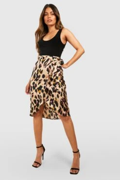 Satin Wickel-Midirock Mit Leopardenprint -Deutschland Mode Pfiff Verkaufs-Shop fzz99211 tan xl 2