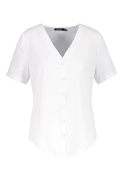 Kurzärmlige Bluse Mit Knopfleiste  -Deutschland Mode Pfiff Verkaufs-Shop fzz99238 ivory xl 2