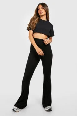 Basic-Schlaghose Mit Hohem Bund -Deutschland Mode Pfiff Verkaufs-Shop fzz99999 black xl 2