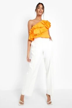 Einärmliges Rüschen-Top 6 Einärmliges Rüschen-Top -Deutschland Mode Pfiff Verkaufs-Shop gzz00263 orange xl 2