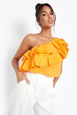 Einärmliges Rüschen-Top 7 Einärmliges Rüschen-Top -Deutschland Mode Pfiff Verkaufs-Shop gzz00263 orange xl 3