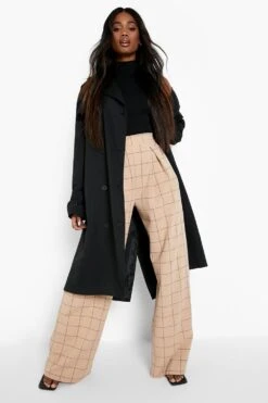 Karierte Hose Mit Weitem Bein -Deutschland Mode Pfiff Verkaufs-Shop gzz00530 stone xl 2