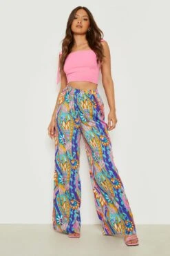 Gemusterte Hose Mit Weitem Bein -Deutschland Mode Pfiff Verkaufs-Shop gzz00933 blue xl 2