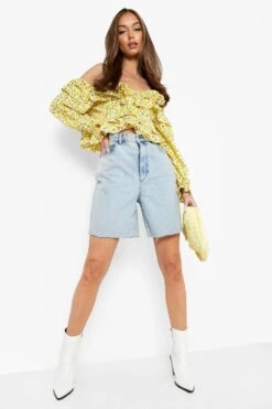 Langärmliges Florales Oberteil Mit Rüschen -Deutschland Mode Pfiff Verkaufs-Shop gzz01143 lemon xl 2