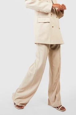 Hose In Leinenlook Mit Horn-Knöpfen -Deutschland Mode Pfiff Verkaufs-Shop gzz01662 stone xl 3