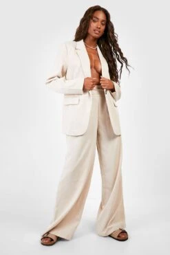 Strukturierte Hose In Leinen-Optik Mit Hohem Bund