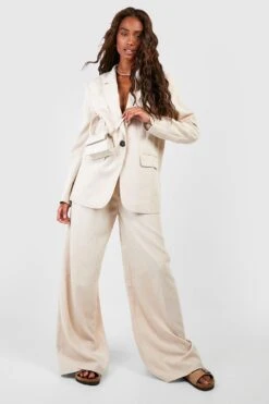 Strukturierte Hose In Leinen-Optik Mit Hohem Bund 6 Strukturierte Hose In Leinen-Optik Mit Hohem Bund -Deutschland Mode Pfiff Verkaufs-Shop gzz01664 taupe xl 2