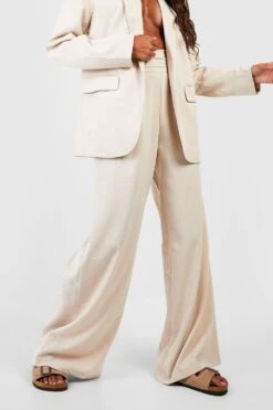 Strukturierte Hose In Leinen-Optik Mit Hohem Bund 7 Strukturierte Hose In Leinen-Optik Mit Hohem Bund -Deutschland Mode Pfiff Verkaufs-Shop gzz01664 taupe xl 3