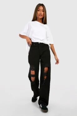 Zerrissene Basics Boyfriend-Jeans -Deutschland Mode Pfiff Verkaufs-Shop gzz01834 black xl 2