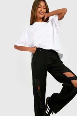 Zerrissene Basics Boyfriend-Jeans -Deutschland Mode Pfiff Verkaufs-Shop gzz01834 black xl 3