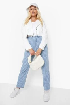 Mom Jeans Mit Nadelstreifen Und Hohem Bund -Deutschland Mode Pfiff Verkaufs-Shop gzz01836 light20wash xl 2