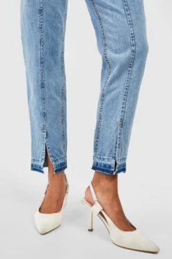 Mom-Jeans Mit Hohem Bund Und Geteiltem Saum -Deutschland Mode Pfiff Verkaufs-Shop gzz01839 mid20wash xl 3