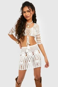 Geschnürter Häkel-Zweiteiler -Deutschland Mode Pfiff Verkaufs-Shop gzz02520 white xl 3