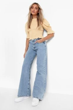 Gerafftes Crop Top Mit Punkten Und Puffärmeln -Deutschland Mode Pfiff Verkaufs-Shop gzz02820 beige xl 2