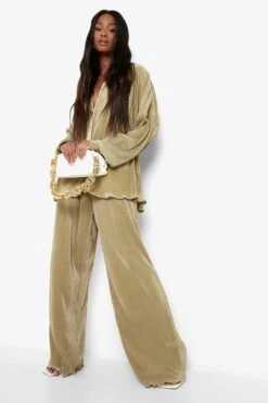 Premium Plissee-Schlaghose -Deutschland Mode Pfiff Verkaufs-Shop gzz03139 khaki xl 2