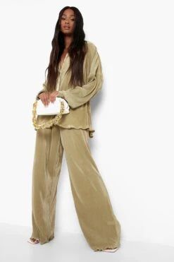 Premium Oversize Plissee-Hemd -Deutschland Mode Pfiff Verkaufs-Shop gzz03140 khaki xl 2