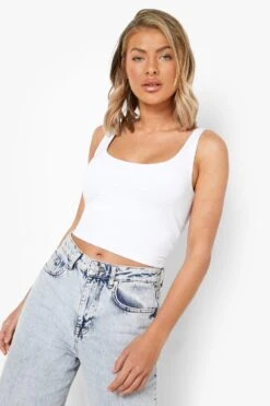 Doppellagiges Rundhals Crop Top -Deutschland Mode Pfiff Verkaufs-Shop gzz05476 white xl 3
