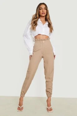 Skinny Hose Mit Rüschen-Bund -Deutschland Mode Pfiff Verkaufs-Shop gzz05527 beige xl 2