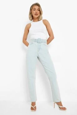 Schmale Jeans Mit Gürtel Iund Schnalle -Deutschland Mode Pfiff Verkaufs-Shop gzz05597 light20wash xl 2