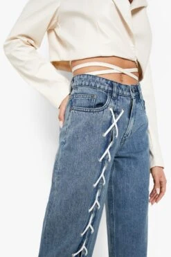 Geschnürte Shaper-Jeans Mit Weitem Bein -Deutschland Mode Pfiff Verkaufs-Shop gzz08385 mid20blue xl 3