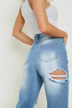 Zerrissene Mom-Jeans Mit Hohem Bund Und Ausgefranstem Saum -Deutschland Mode Pfiff Verkaufs-Shop gzz08795 mid20wash xl 3