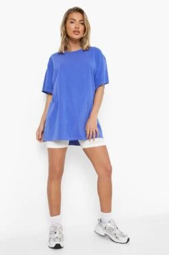 Überfärbtes Oversize T-Shirt Mit Print -Deutschland Mode Pfiff Verkaufs-Shop gzz08958 blue xl 2