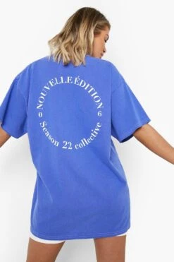 Überfärbtes Oversize T-Shirt Mit Print -Deutschland Mode Pfiff Verkaufs-Shop gzz08958 blue xl 3