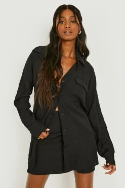 Lockeres Strukturiertes Hemd -Deutschland Mode Pfiff Verkaufs-Shop gzz09122 black xl 2