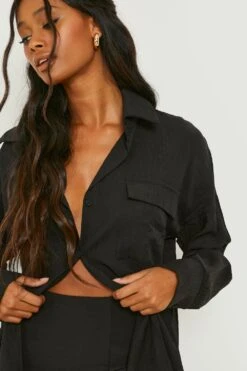 Lockeres Strukturiertes Hemd -Deutschland Mode Pfiff Verkaufs-Shop gzz09122 black xl 3