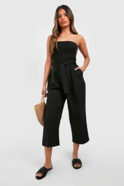 Culotte-Hose Mit Gürtel Und Falten