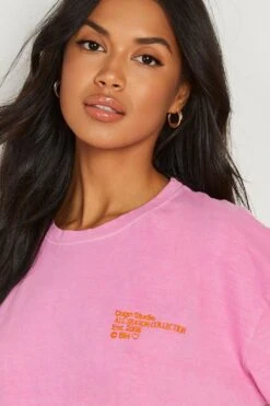 Besticktes Oversize T-Shirt -Deutschland Mode Pfiff Verkaufs-Shop gzz10047 bright20pink xl 3