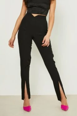 Hose Mit V-Bund Und Schlitz Vorne -Deutschland Mode Pfiff Verkaufs-Shop gzz10250 black xl 3