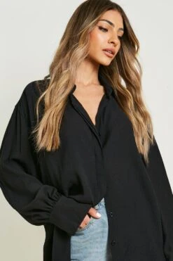 Hemd In Knitteroptik Mit Volumenärmeln 7 Hemd In Knitteroptik Mit Volumenärmeln -Deutschland Mode Pfiff Verkaufs-Shop gzz10409 black xl 3