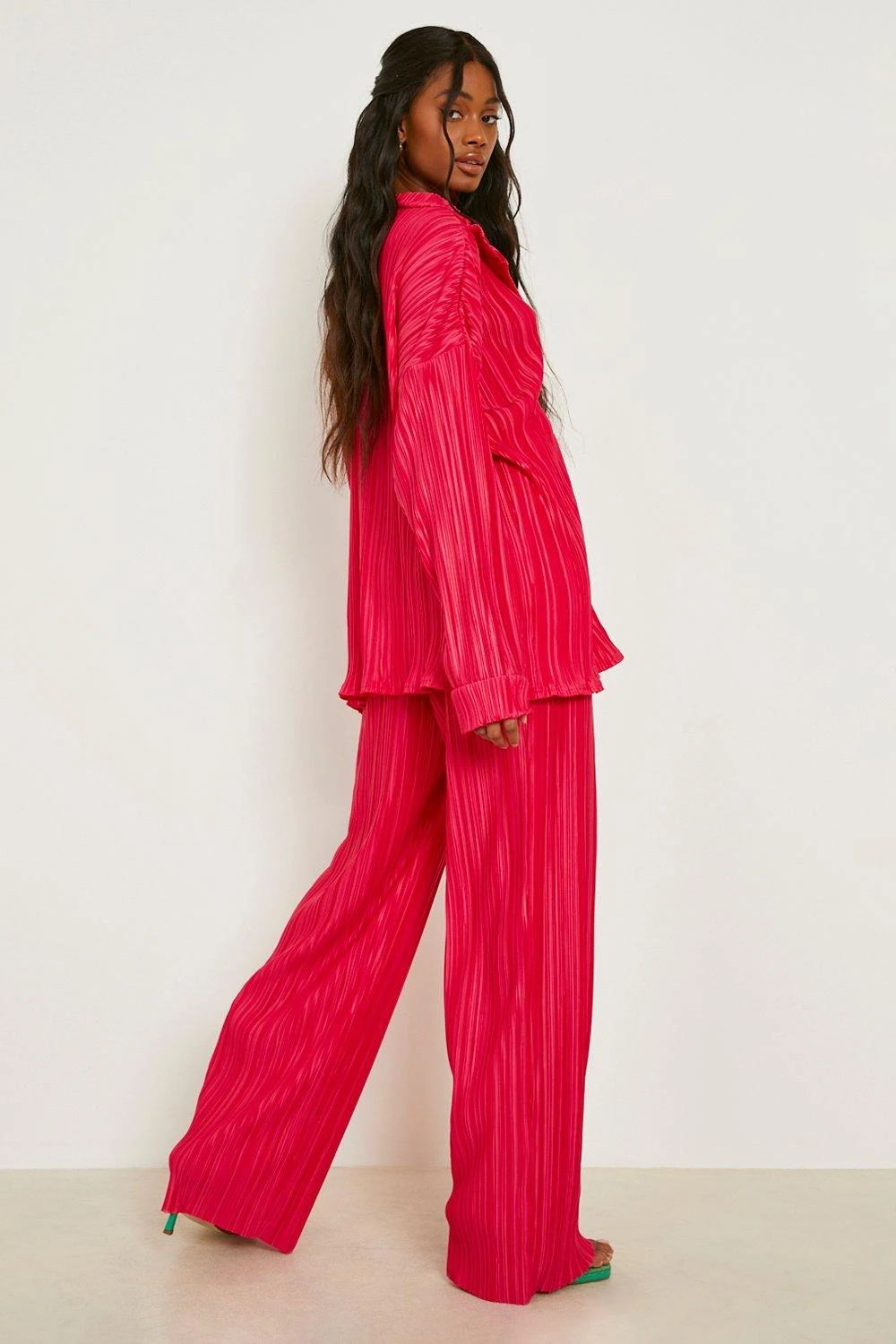 Matte Plissee-Hose Mit Weitem Bein 2 Matte Plissee-Hose Mit Weitem Bein – Bild 2