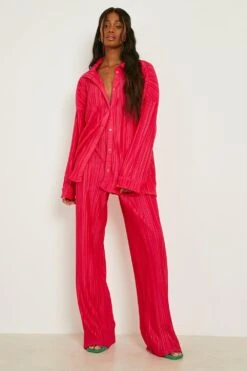 Matte Plissee-Hose Mit Weitem Bein 6 Matte Plissee-Hose Mit Weitem Bein -Deutschland Mode Pfiff Verkaufs-Shop gzz10429 candy20pink xl 2