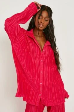 Lockeres Mattes Plissee-Hemd 7 Lockeres Mattes Plissee-Hemd -Deutschland Mode Pfiff Verkaufs-Shop gzz10430 candy20pink xl 3