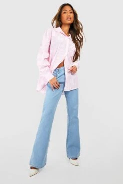 Basics Schlagjeans Mit Hohem Bund Und 5-Taschen