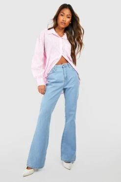 Basics Schlagjeans Mit Hohem Bund Und 5-Taschen -Deutschland Mode Pfiff Verkaufs-Shop gzz11466 light20wash xl 2