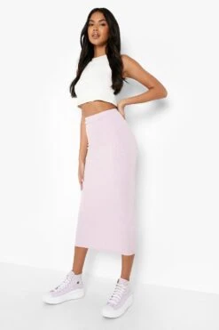 Gerippter Maxirock Mit Hohem Bund -Deutschland Mode Pfiff Verkaufs-Shop gzz11560 lilac xl 3