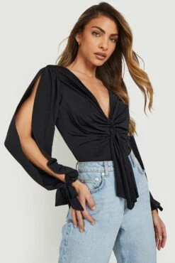 Body Mit Geteiltem Ärmeln Und Schnür-Detail