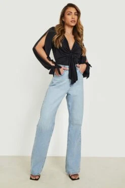 Body Mit Geteiltem Ärmeln Und Schnür-Detail -Deutschland Mode Pfiff Verkaufs-Shop gzz11650 black xl 2