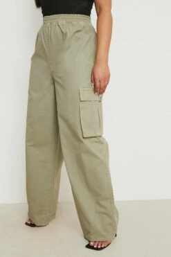 Plus Weite Cargo-Hose Mit Elastischem Bund -Deutschland Mode Pfiff Verkaufs-Shop gzz12567 khaki xl 3