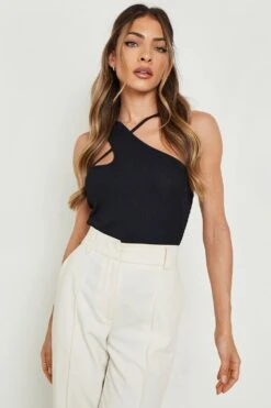 Asymmetrischer Gerippter Cut-Out Body -Deutschland Mode Pfiff Verkaufs-Shop gzz13308 black xl 3