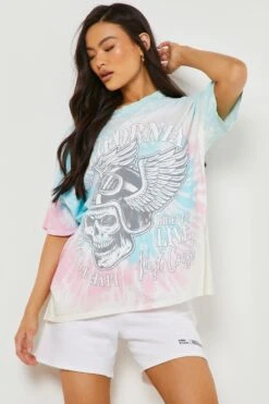 Oversize Batik T-Shirt Mit California-Print