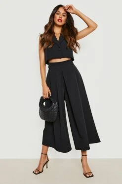 Culotte Mit Weitem Bein Und Falten -Deutschland Mode Pfiff Verkaufs-Shop gzz14419 black xl 2