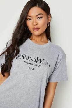 Oversize T-Shirt Mit Ye Saint West Print 7 Oversize T-Shirt Mit Ye Saint West Print -Deutschland Mode Pfiff Verkaufs-Shop gzz14603 grey xl 3