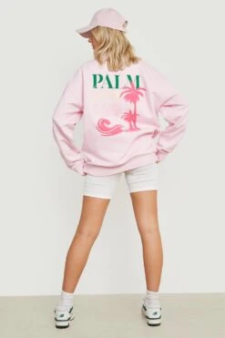 Oversize Sweatshirt Mit Palm Springs Print -Deutschland Mode Pfiff Verkaufs-Shop gzz14634 light20pink xl 2