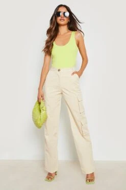 Twill Cargo-Hose Mit Weitem Bein Und Seitentasche