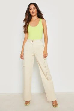 Twill Cargo-Hose Mit Weitem Bein Und Seitentasche -Deutschland Mode Pfiff Verkaufs-Shop gzz15057 stone xl 2