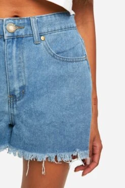 Jeansshorts Mit Mittelhohem Bund Und Rohem Saum -Deutschland Mode Pfiff Verkaufs-Shop gzz15542 mid20wash xl 3